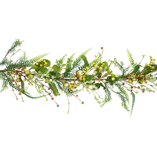 5ft. Berry & Crabapple Fern Foliage Spring Garland